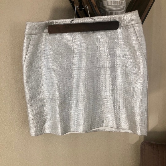 BNWT WHBM Metallic Silver Skirt Size 6p - Picture 9 of 13